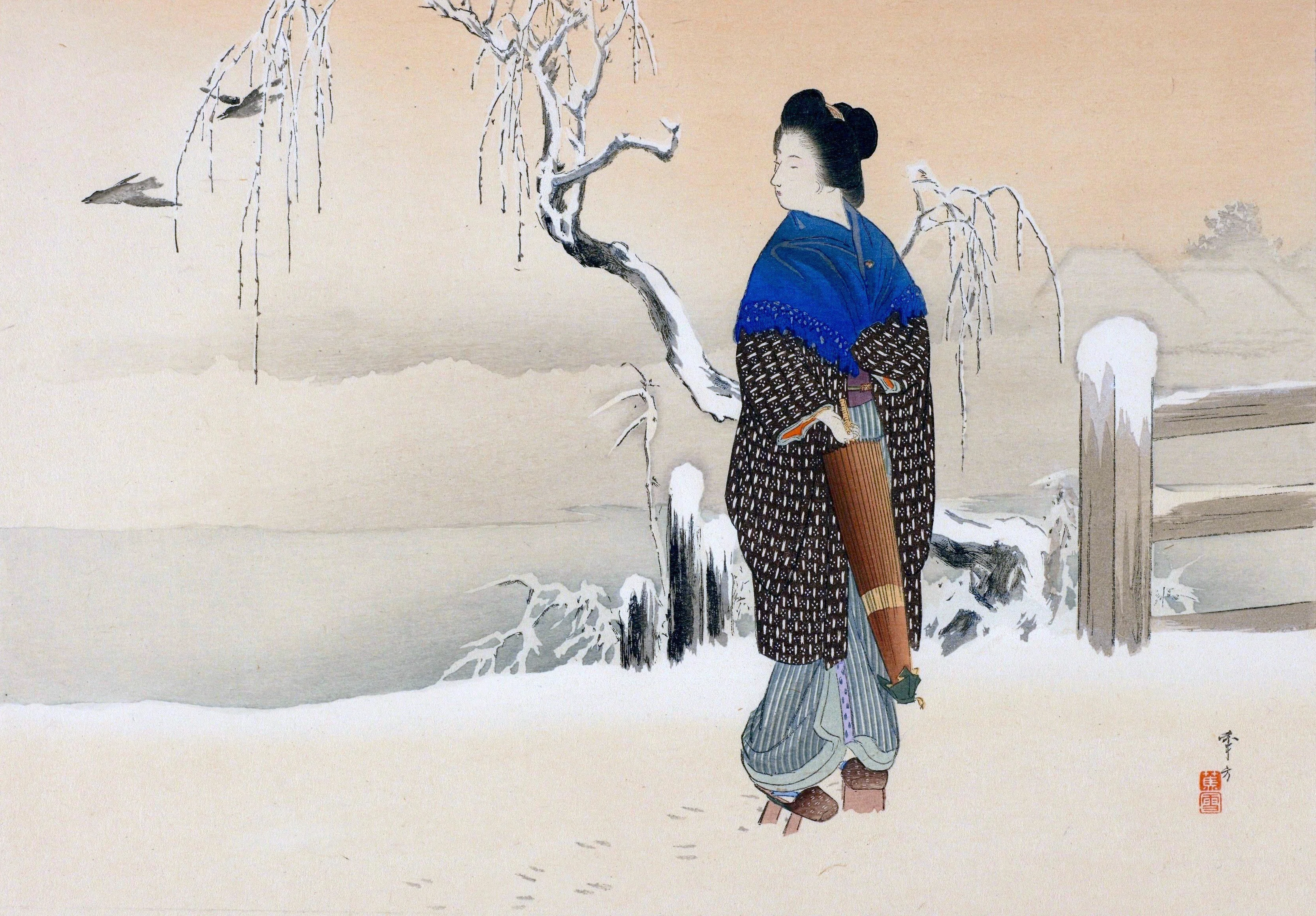 今日の一枚）水野年方-朝の雪｜artoday - chiaki