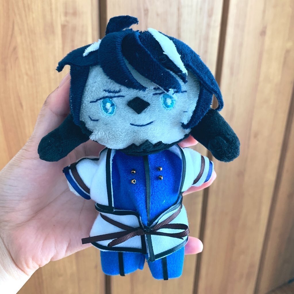 自作ぬいぐるみ・褐色の男の子・水色 自作ぬいぐるみ・褐色の男の子