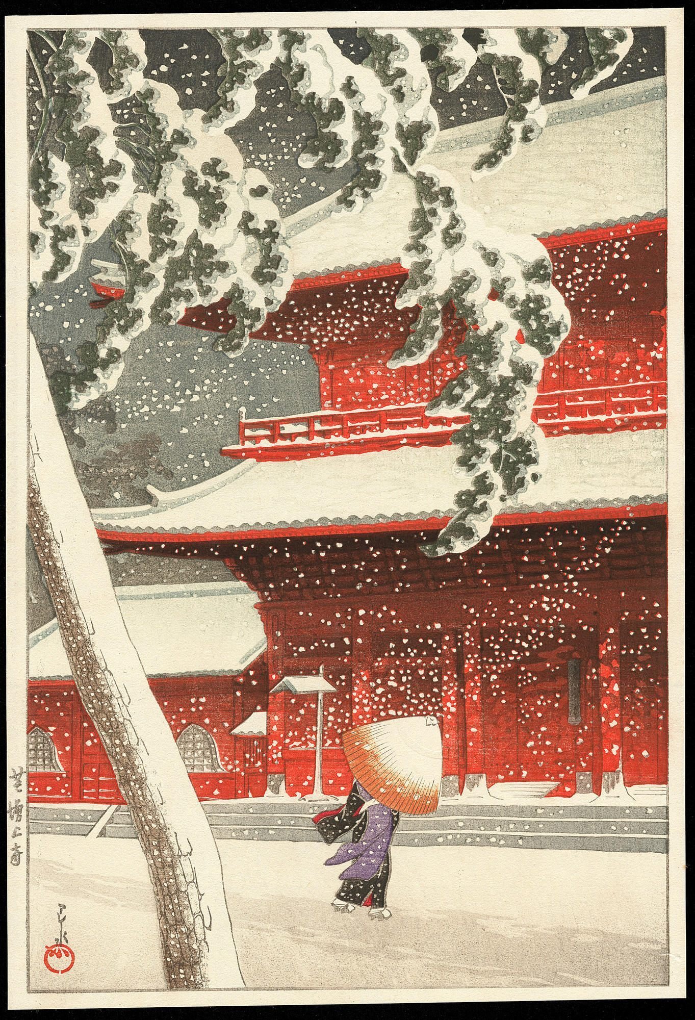 日本美術でChillする】♯3 川瀬巴水「芝増上寺」|エミール松永 日本美術でChillする】♯3 川瀬巴水「芝増上寺」|エミール松永