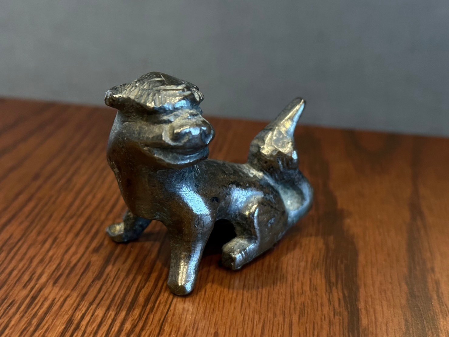 時代金工 古銅 獅子香合 時代箱 V R8303