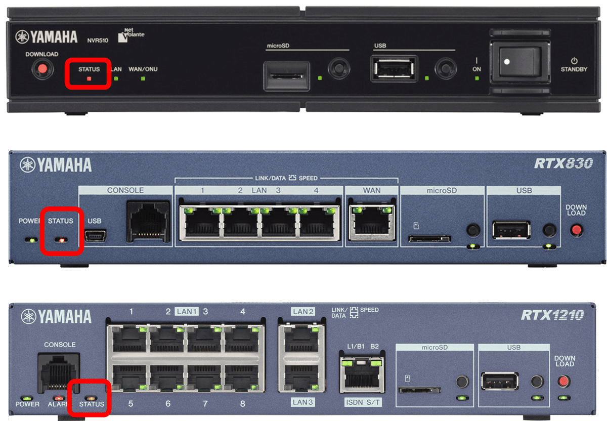 ヤマハルーターSTATUS LED ランプがオレンジ色に！ その時、何が