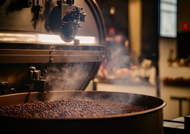 コーヒー豆を焙煎している写真
