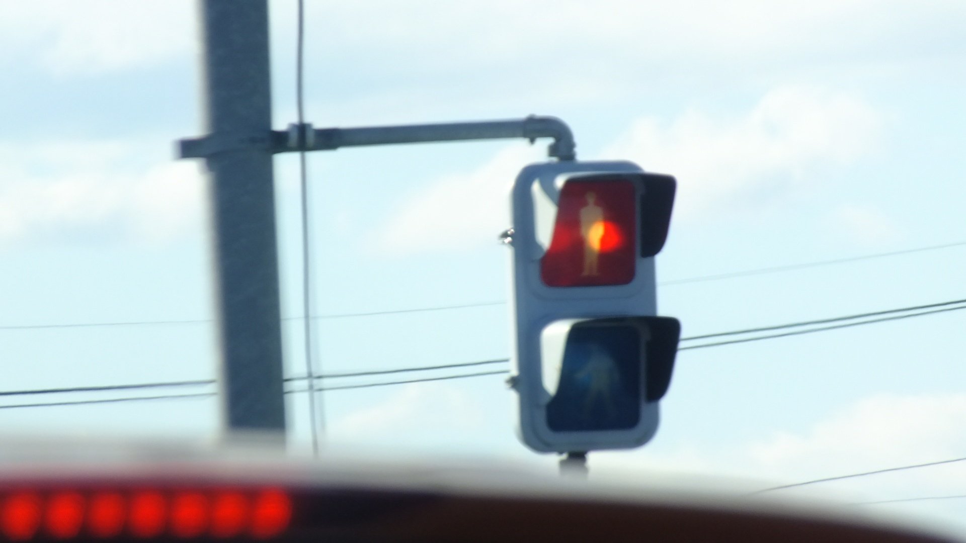 深谷市畠山 重忠公園(入口)交差点にある信号電材厚型LEDと多眼レンズ歩