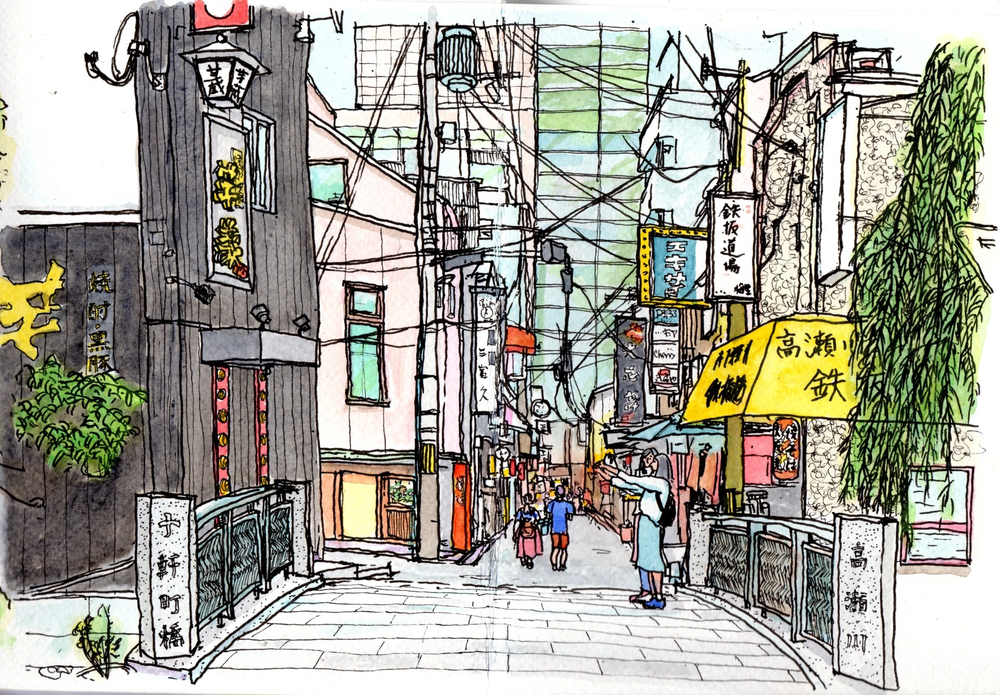 私のスケッチポイント／作品紹介あれこれ＞ 木屋町通・高瀬川沿いの