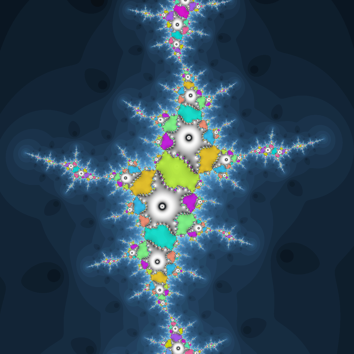 今週のフラクタル2 (2z^3/(z^2+5iz+0.68)+c)｜108Hassium
