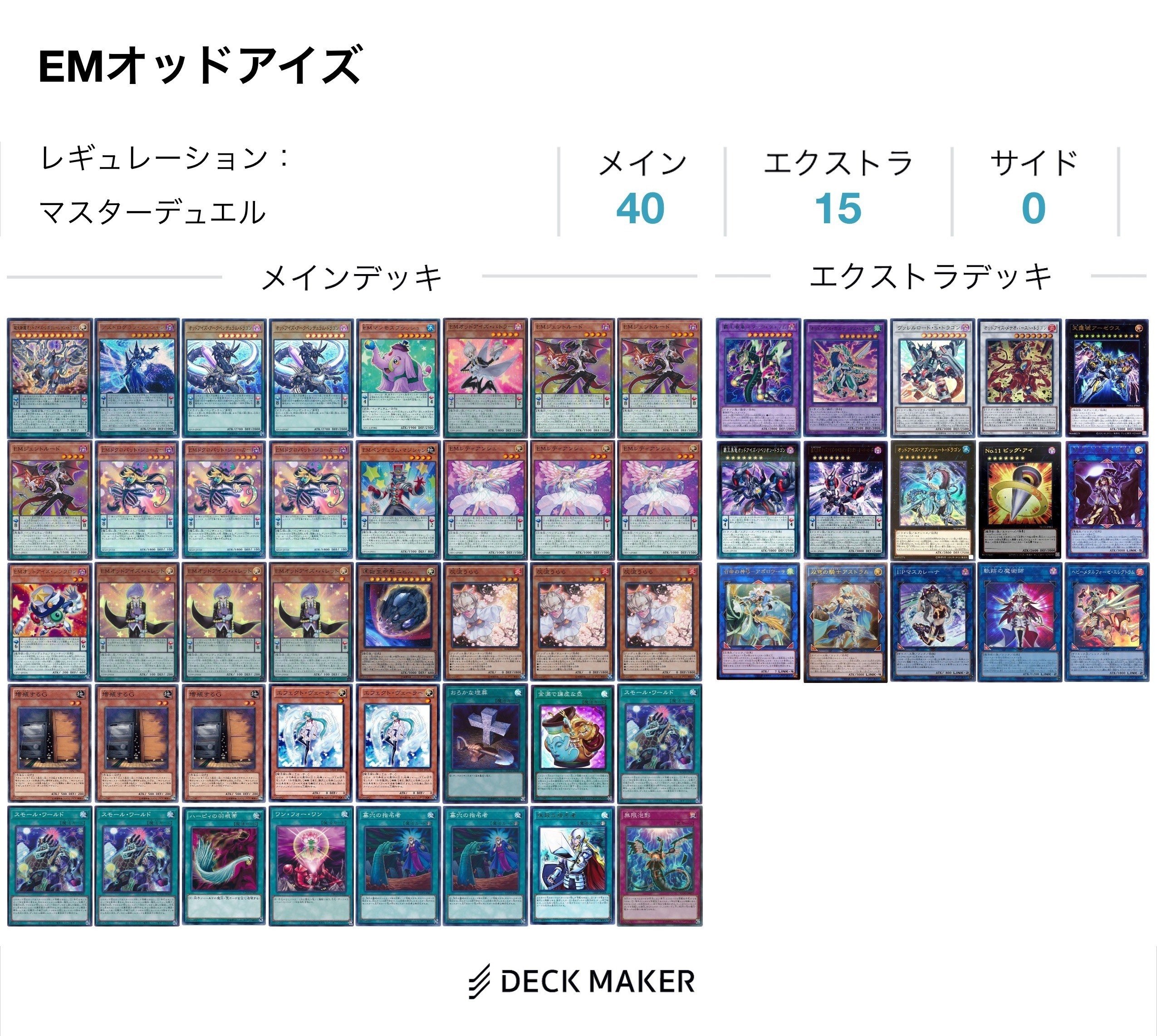 遊戯王 No.48 EMオッドアイズ魔術師 ガチ構築 デッキ40枚＋EX15