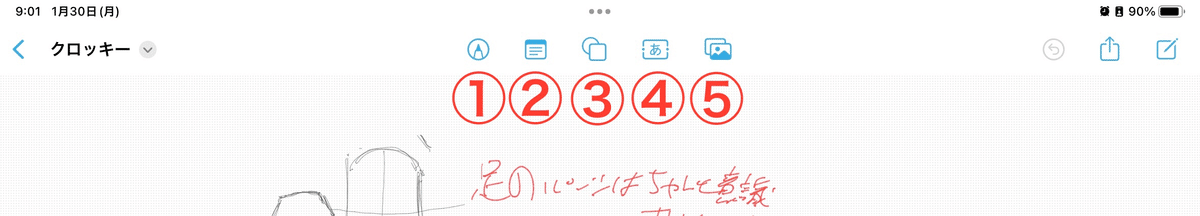 フリーボード編集ツール:①〜⑤