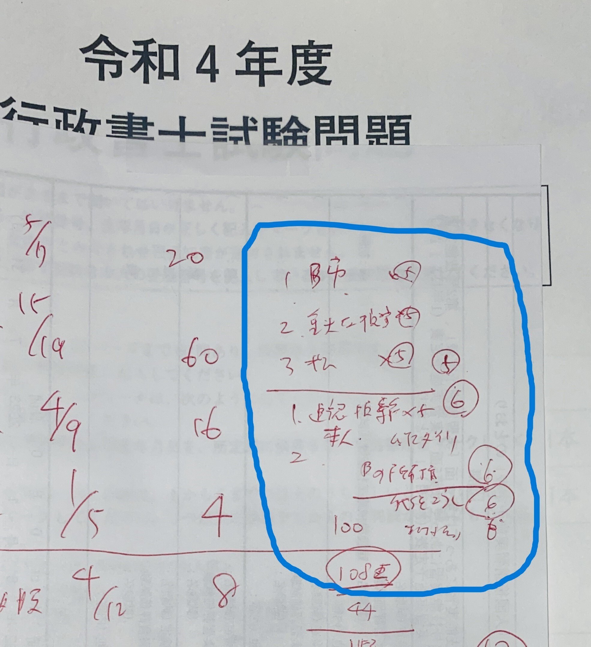 令和4年行政書士試験 記述式問題の答え合わせ｜三方六花亭マロン