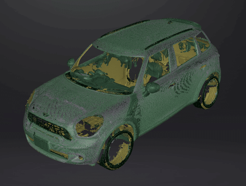 パターン投影で3Dスキャンした車のスキャン結果画像（テクスチャ付）