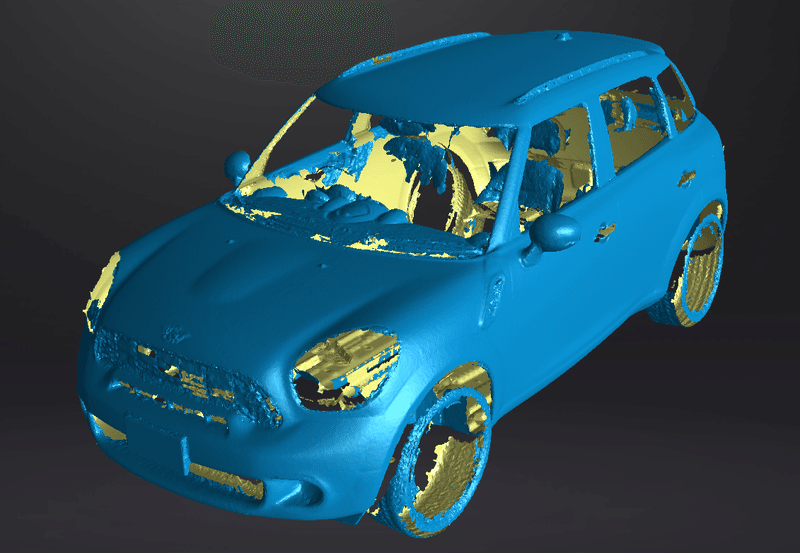 パターン投影で3Dスキャンした車のスキャン結果画像（テクスチャ無し）