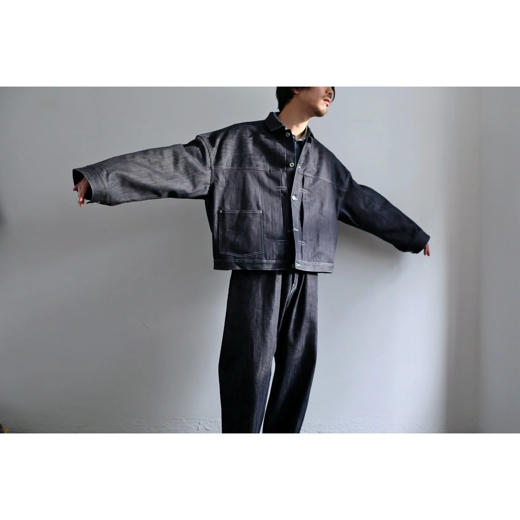 refomed -RIGHT HANDED DENIM JACKET- Unbalanced Denim Jacket 