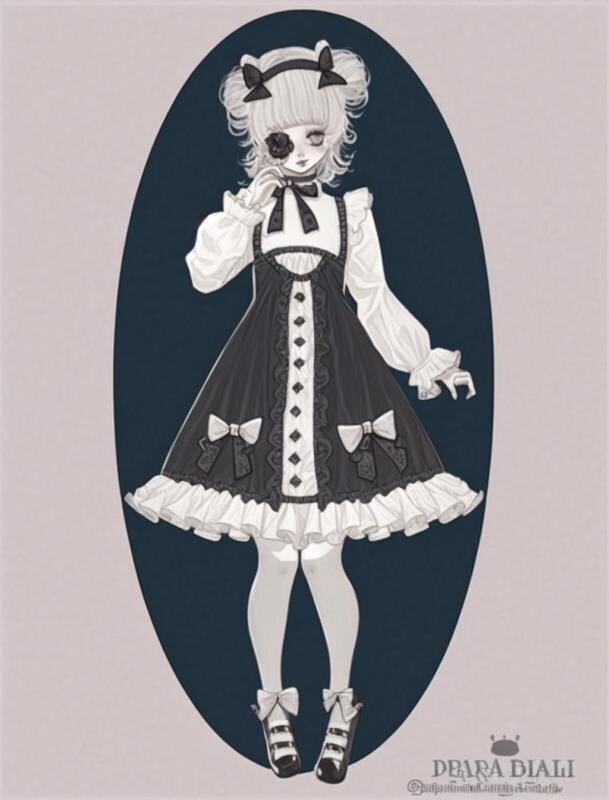 中国ロリィタ with PUJI / 奇夜の詩 ゴシック＆ロリィタドレス コルセットJSK+