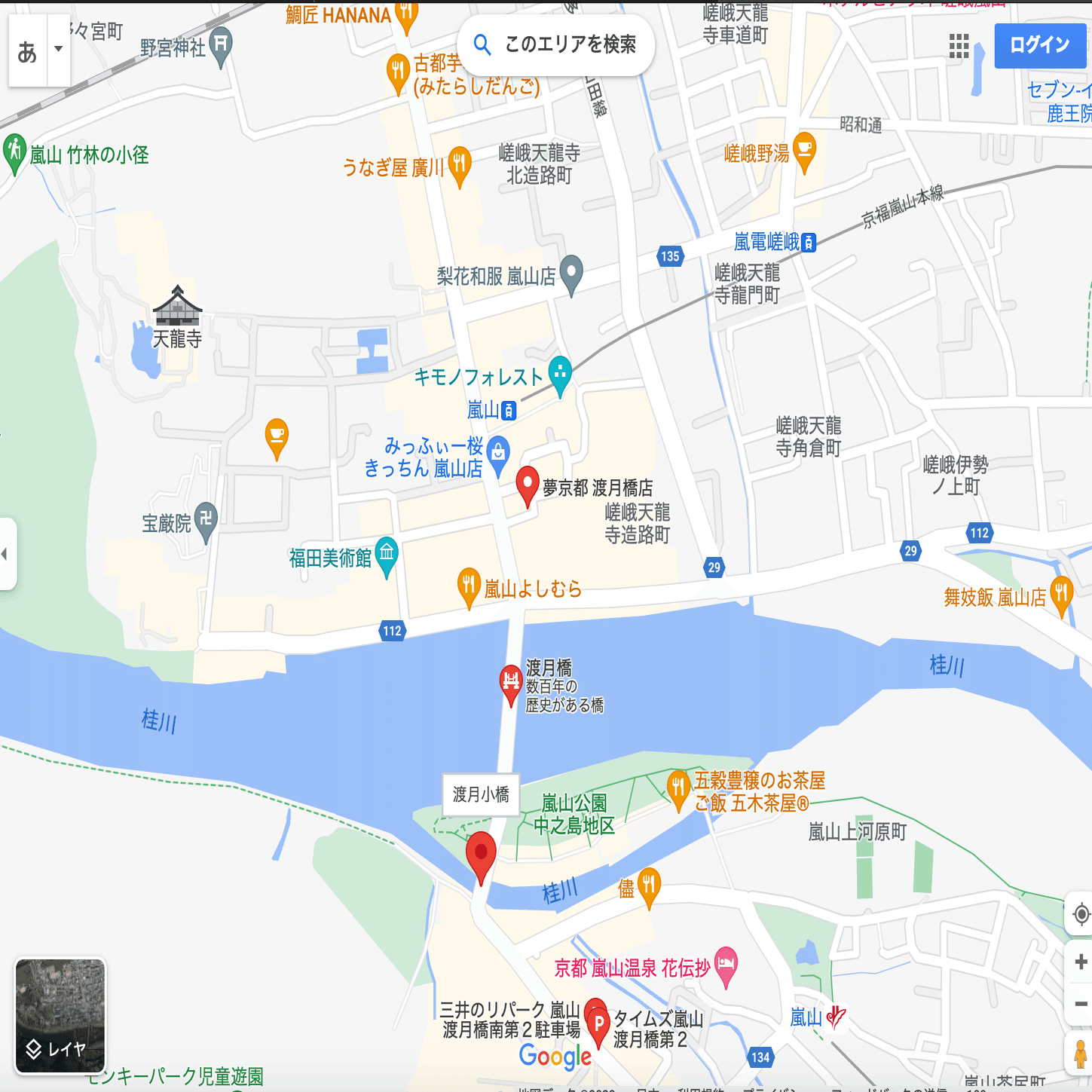 山城 あらし山渡月橋」−華やかな桜と寂しくなる紅葉−『大日本六十余