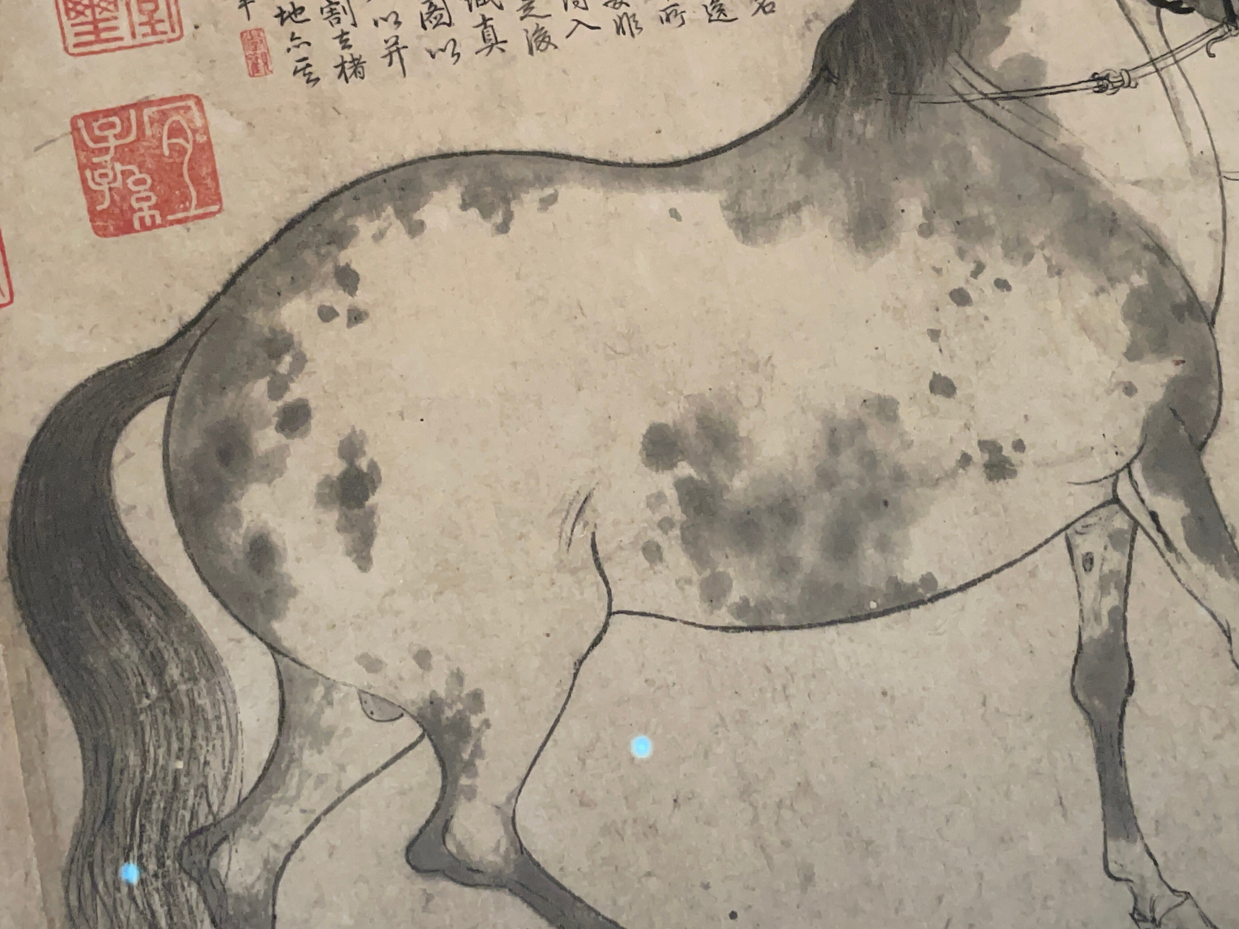 中国絵 馬図 肉筆 溥儒