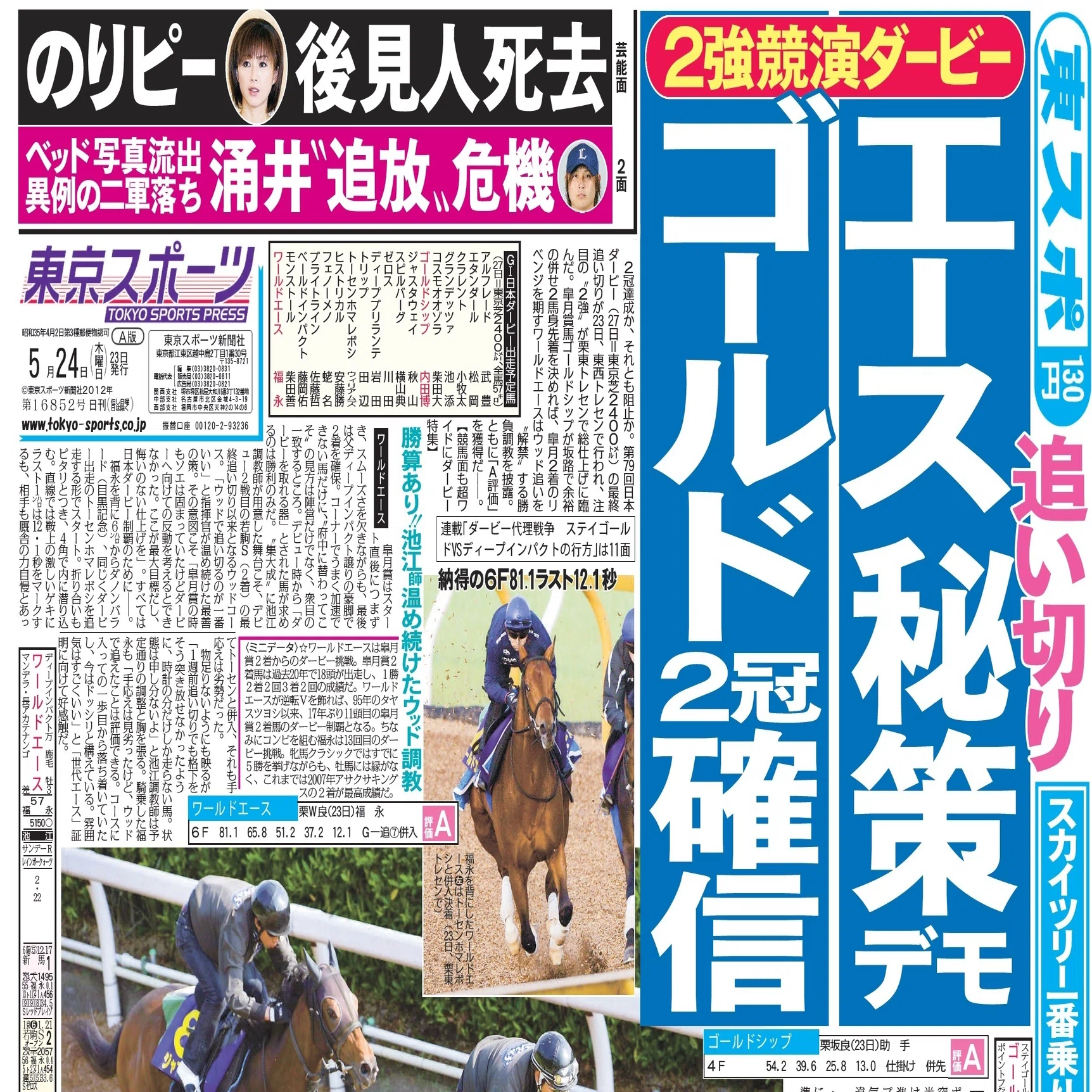 福永祐一ジョッキーと日本ダービー あのときの空気感を「東スポ」で 