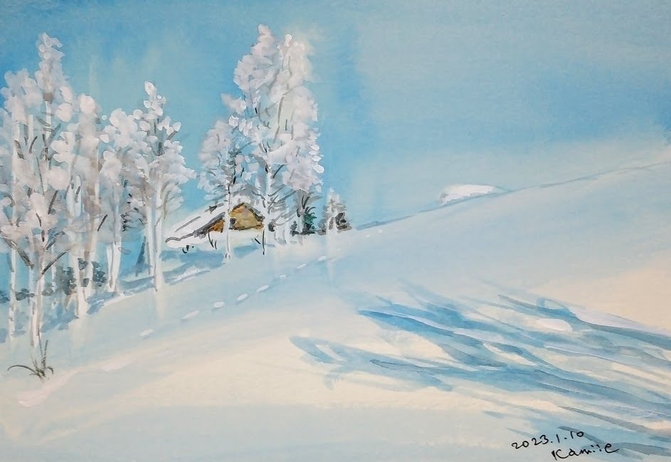 ※油絵・画家・尾形民子　蔵王の冬景色※新品 マークン山荘(士別市)｜北海道の熊おやじ〜北海道の179市町村の歴史と