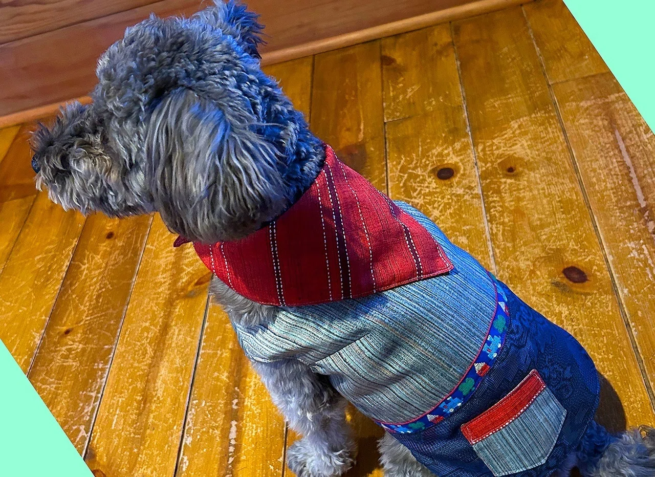 わんこたちと”手作り暮らし” リバーシブル犬服の作り方・着物リメイク