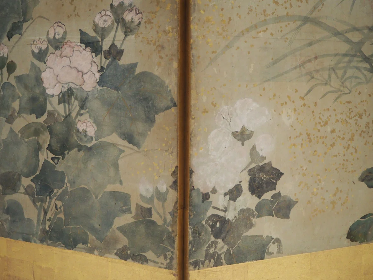 伊年印】☆俵屋宗達『四季草花図』 六曲半双 琳派☆検）尾形光琳 本 