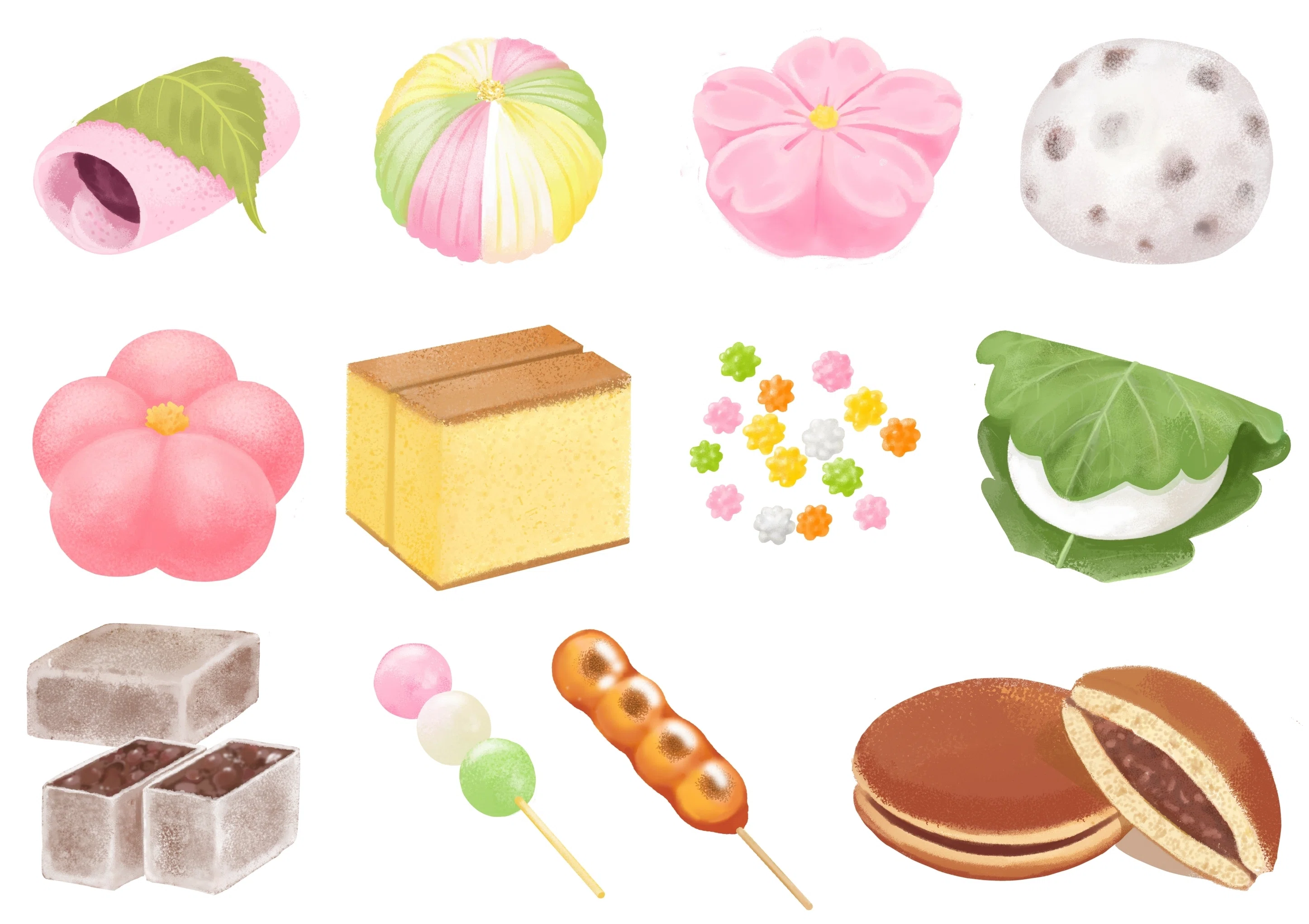 和菓子の絵事典 – 和菓子イラスト無料かわいい – PJCJZY