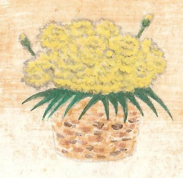 褒め合う』カーネーションの日本画原画｜森野なか