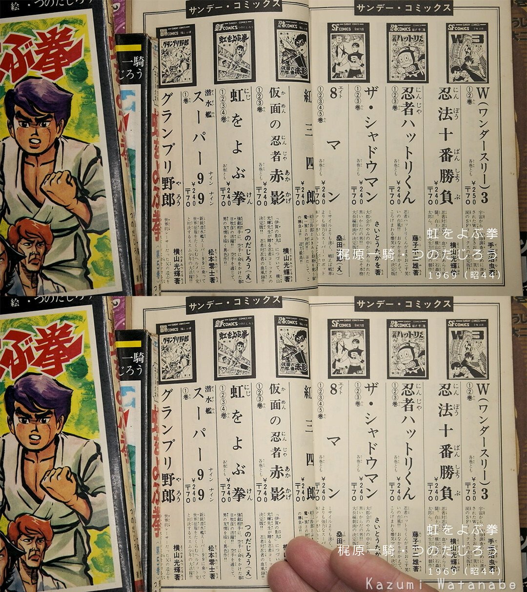 1971（昭46）年コミックスの既刊紹介ページで、時代のマンガ