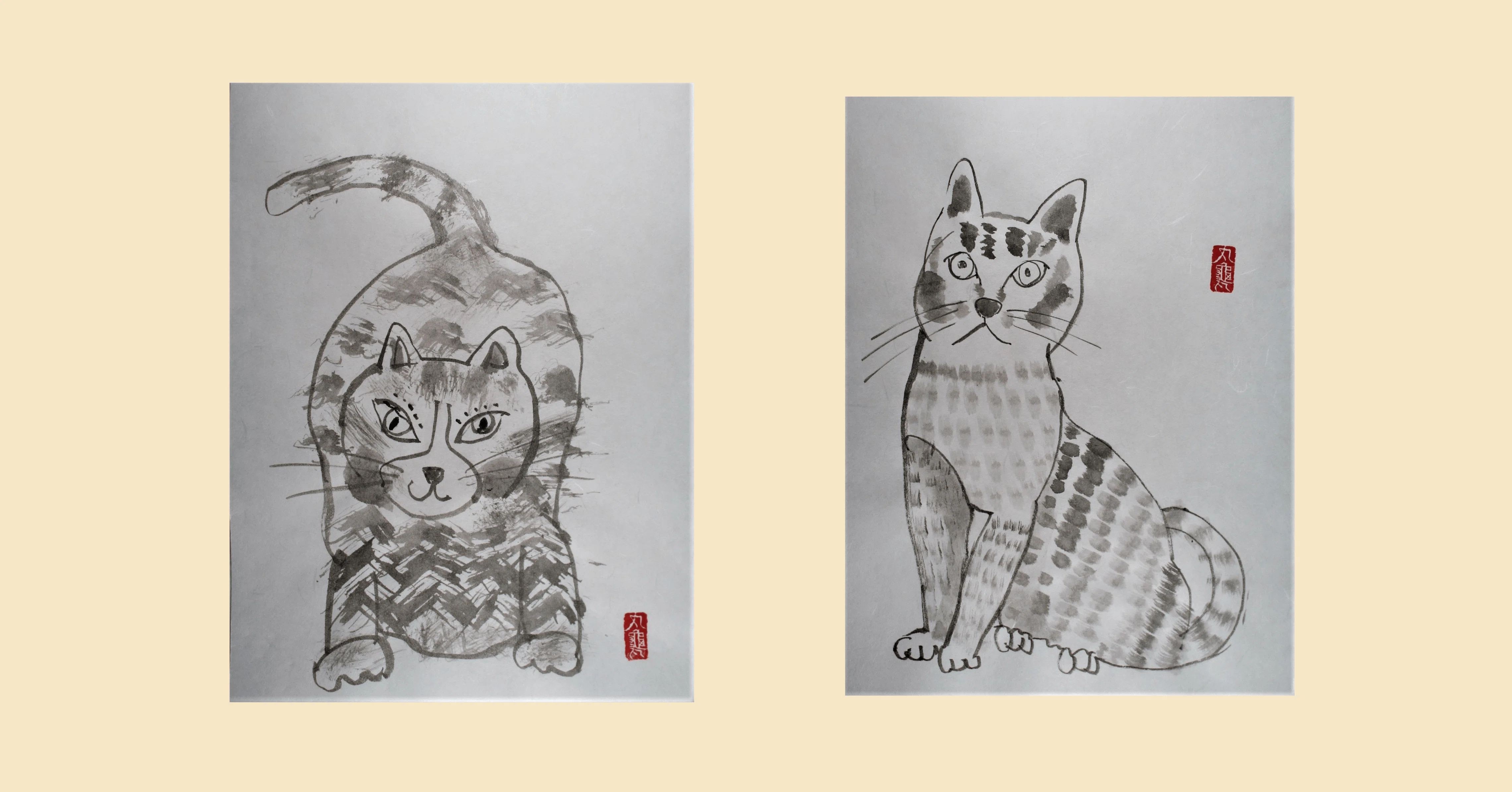 本画取り発想で殿様の描いた「新田猫絵」を描いてみた｜まるきまる