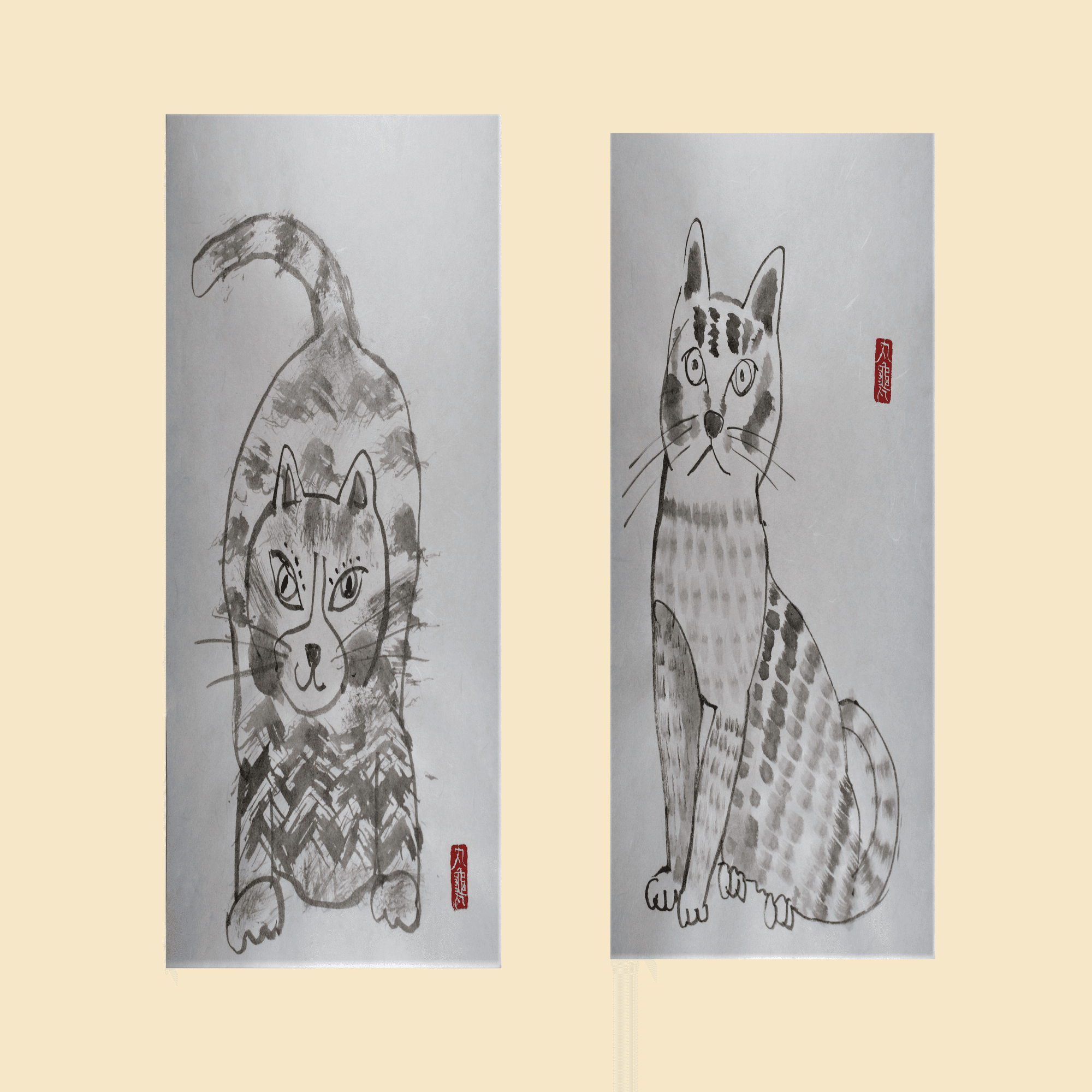 本画取り発想で殿様の描いた「新田猫絵」を描いてみた｜まるきまる