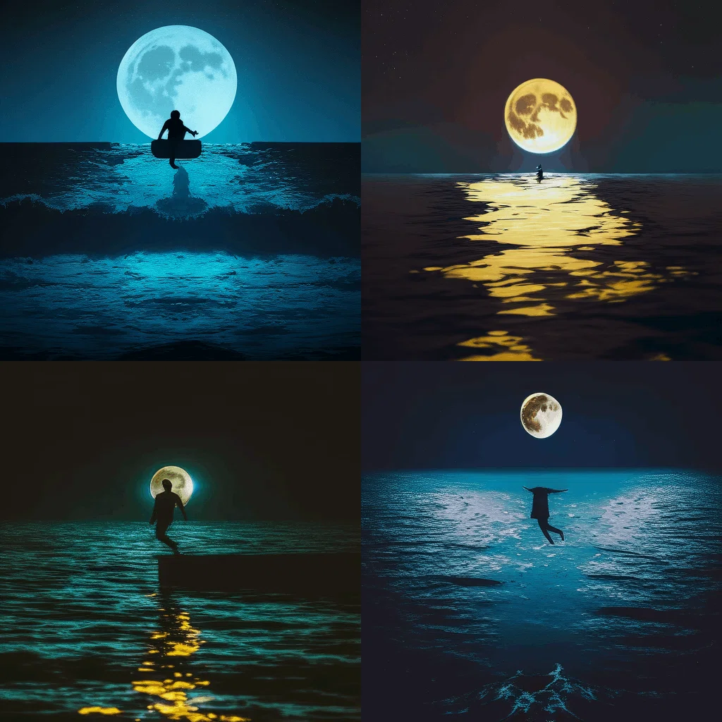 「夜の海」 Nijijourney: 海の不思議｜みれのスクラップ