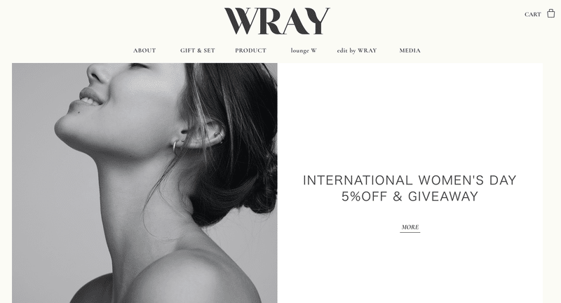 女性向けセルフケアブランド「WRAY」のトップページ