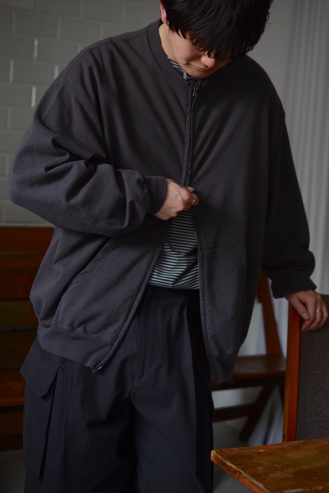 Cotton Silk Nep Crew- zip｜nariwai no Gamao