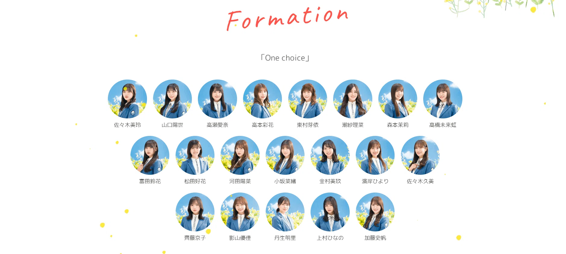 日向坂46 9thシングル『One choice』発売決定！フォーメーション発表