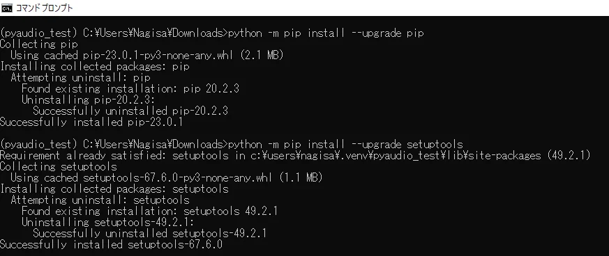 【Python】pyaudioの導入方法｜星杜なぎさ