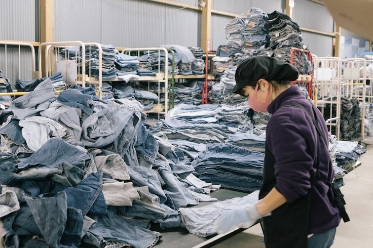 デニムリメイクネイティブアメリカンバッファロースカルタペストリー