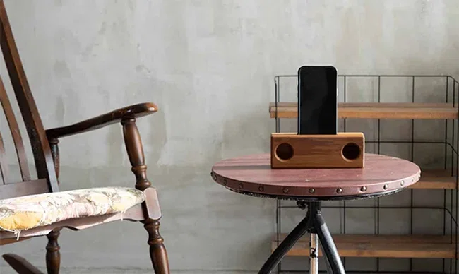 アナログな響きに癒される？ 世界3大銘木使用の木製スピーカー「WOOD