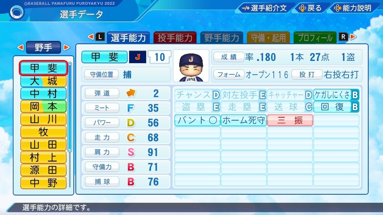 侍ジャパン　パワプロ　特殊能力　金特　侍ジャパン 第5回WBC侍ジャパン選手のパワプロ能力紹介｜akito