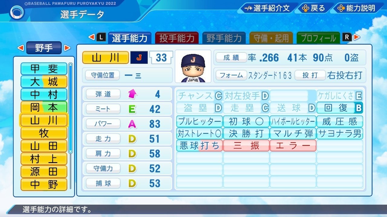 侍ジャパン　パワプロ　特殊能力　金特　侍ジャパン 第5回WBC侍ジャパン選手のパワプロ能力紹介｜akito