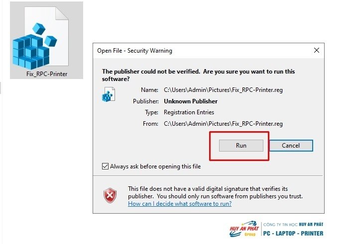 Chạy File Sửa Lỗi Fix_RPC-Printer.reg Chạy File Sửa Lỗi Fix_RPC-Printer.reg