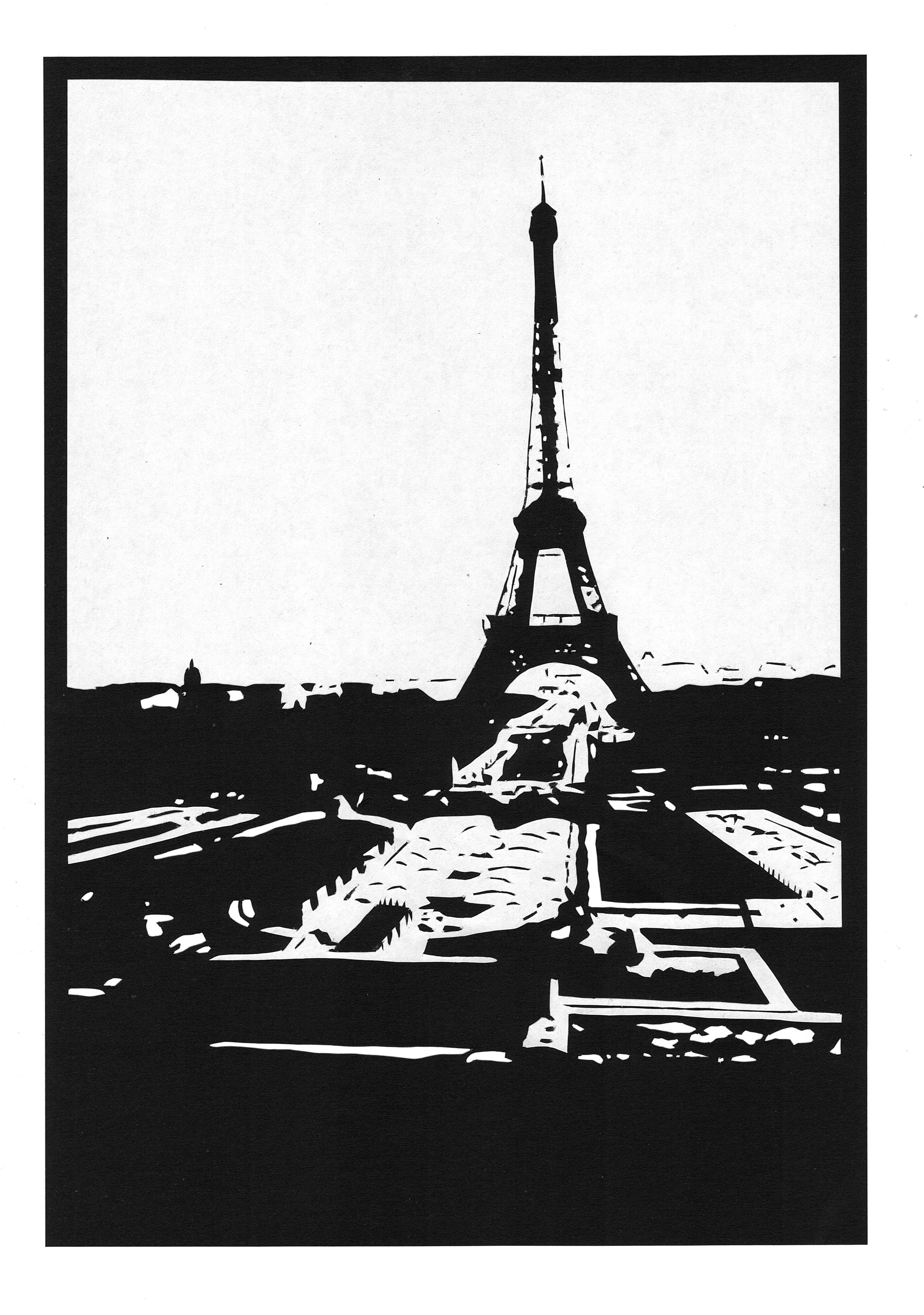 絵画　エッフェル塔　作者不明 絵画 エッフェル塔 作者不明