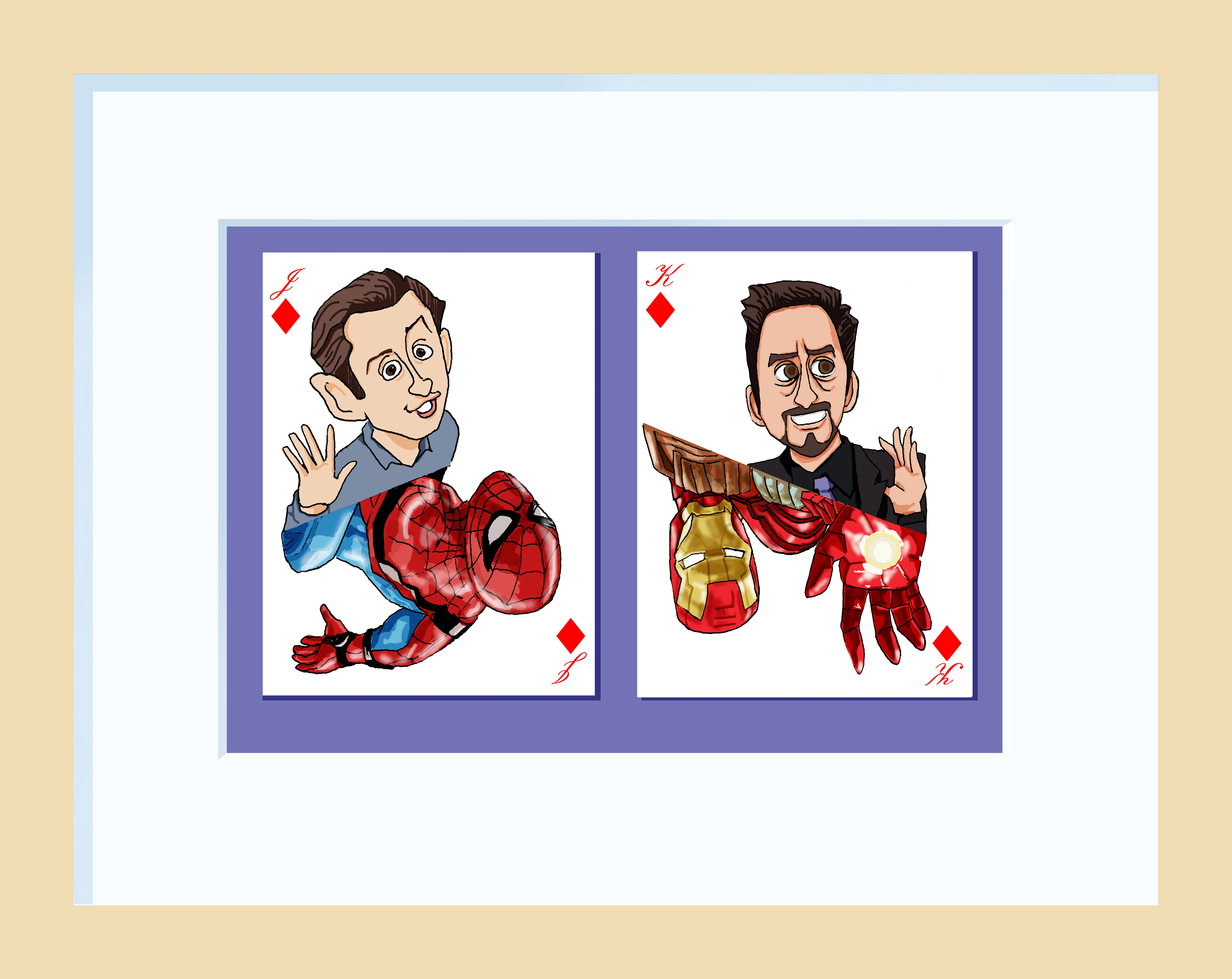 似顔絵イラスト集12… トム・ホランド＋ロバート・ダウニー・ジュニア