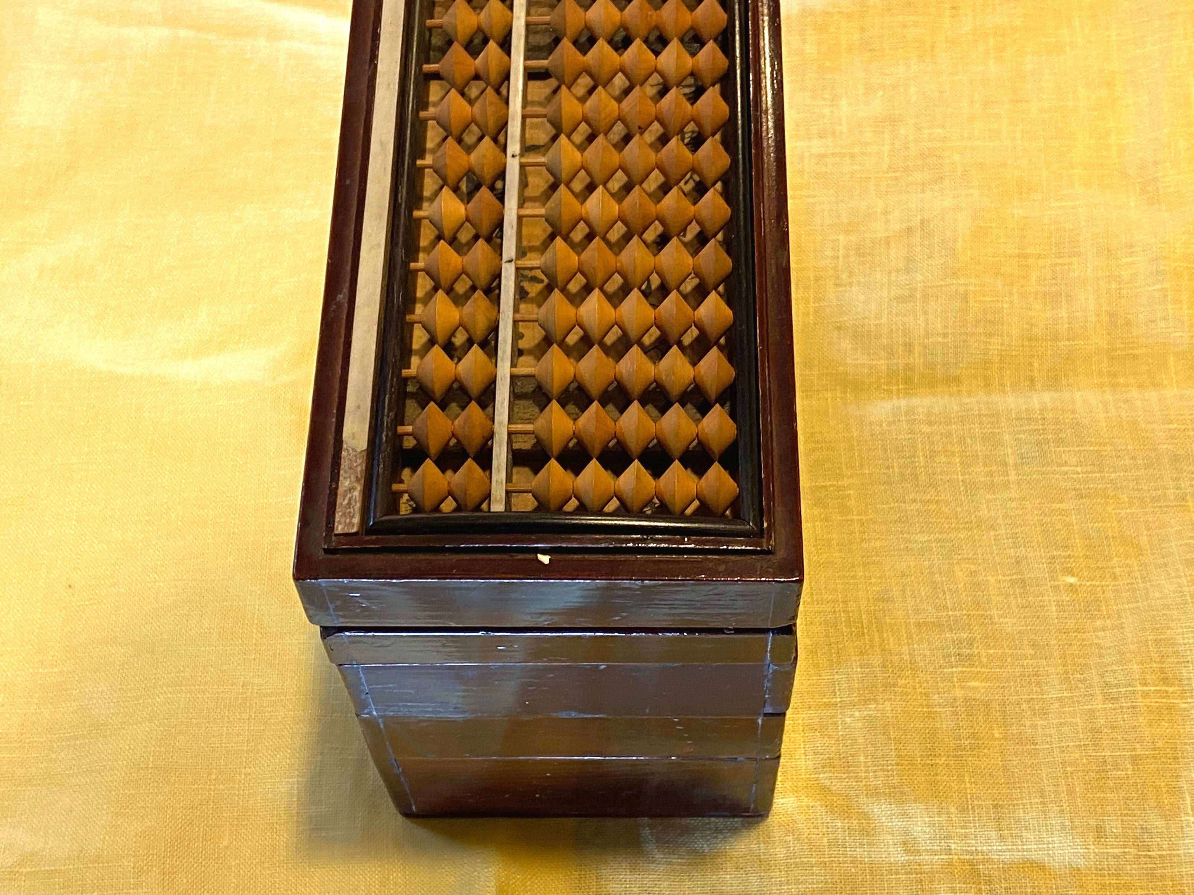 珍しい古そろばん：そろばん付き文箱（ふばこ）（A-663）｜日本