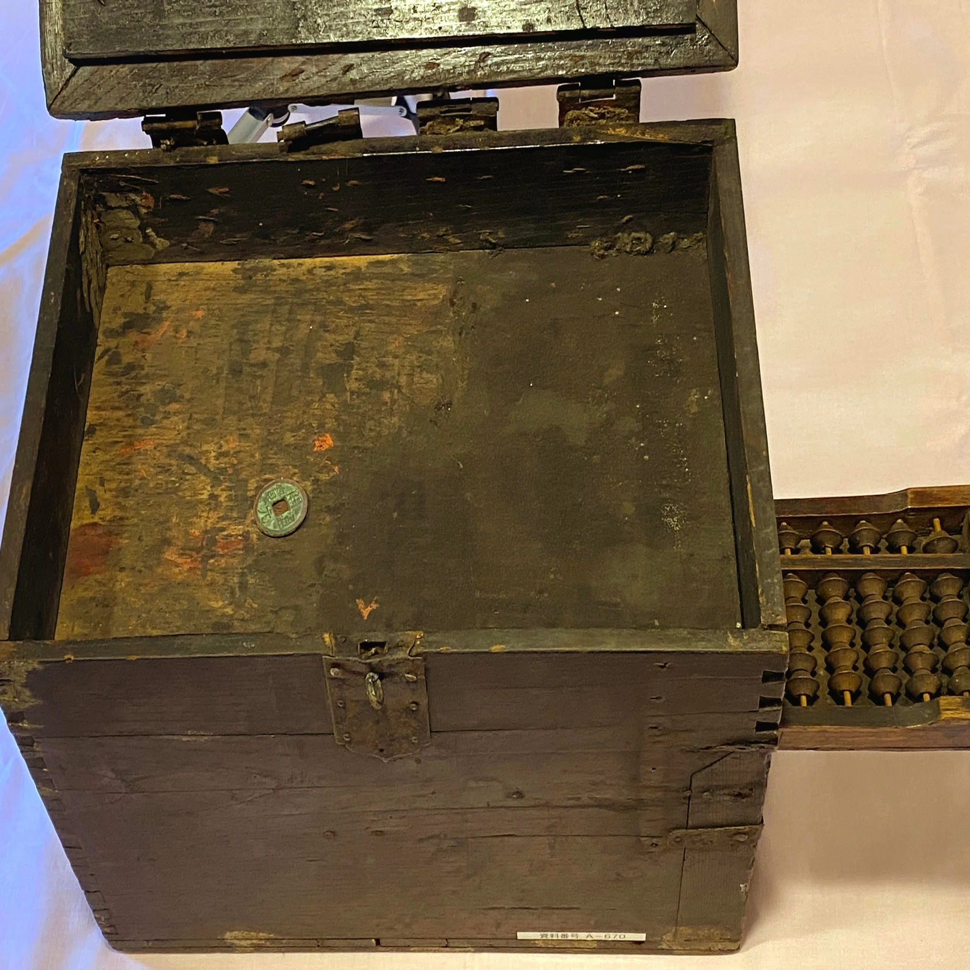 珍しい古そろばん：そろばん付き懸硯（かけすずり）（A-670）｜日本 
