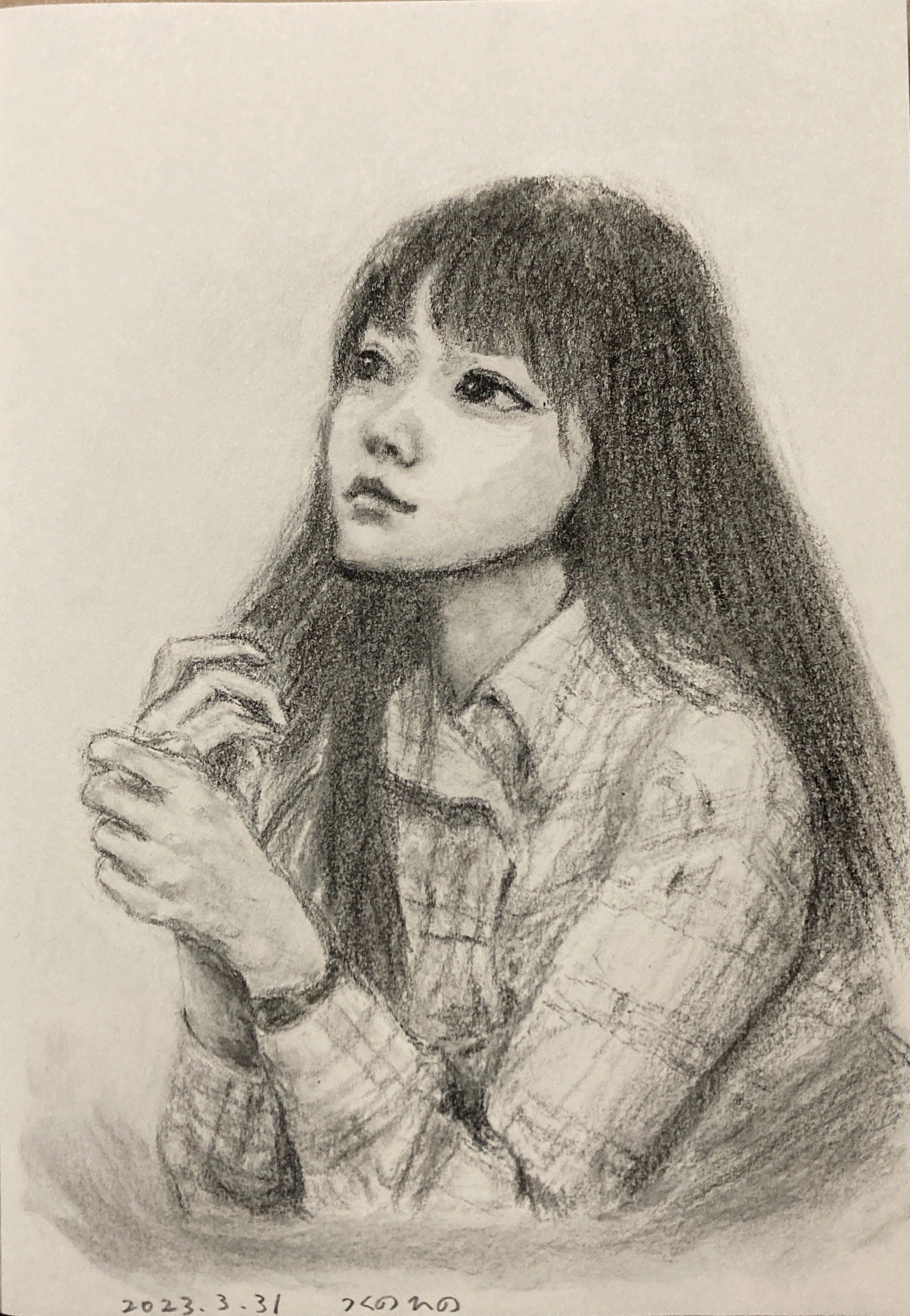 Juliet 女性の肖像画 鉛筆画 木炭紙 Juliet 女性の肖像画 鉛筆画 木炭紙 鉛筆画・木炭画
