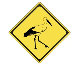 「動物注意」コウノトリ