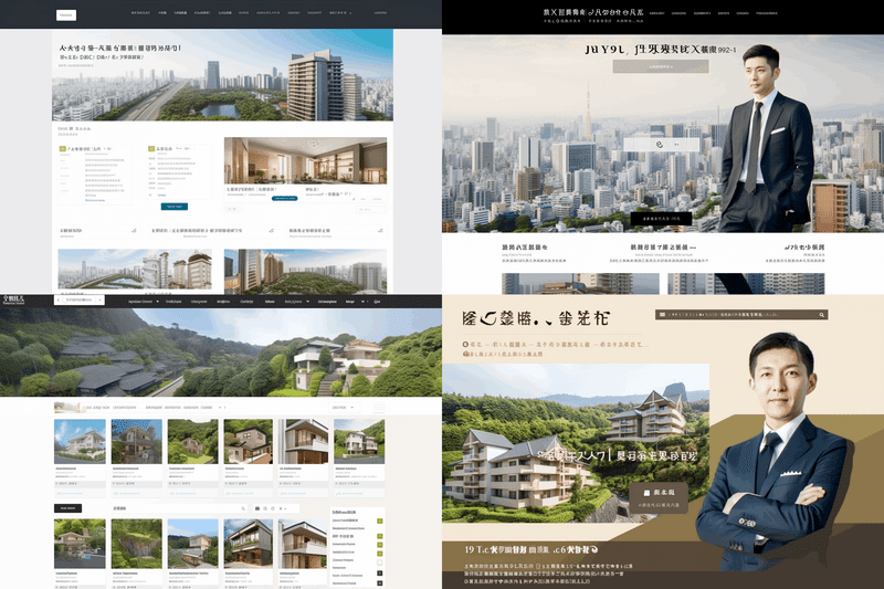 Design of the Hero section of a Japanese real estate website --no hero device computer window --ar 3:2