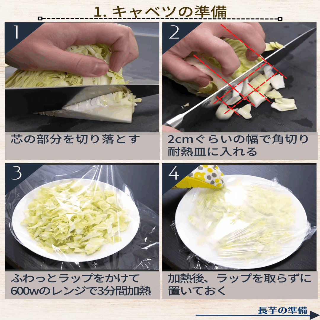 ヘルシーで大満足の一品！「長芋とキャベツのお好み焼き風」｜食事処