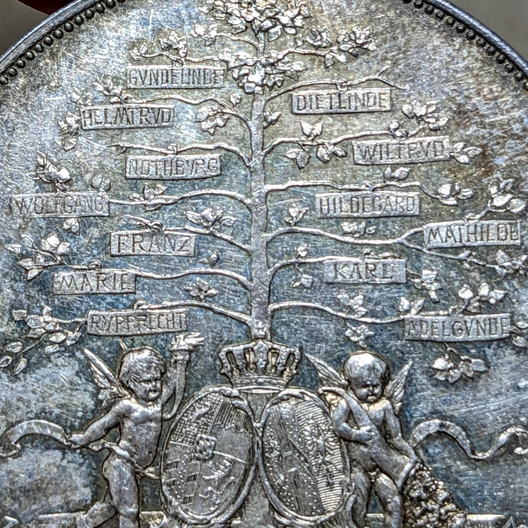 1893年 バイエルン ルートヴィヒ＆マリアテレジア 銀婚式記念 銀メダル (1893 Bayern Ludwig & Marie Therese  Silver wedding Silver medal｜オーライズドコイン