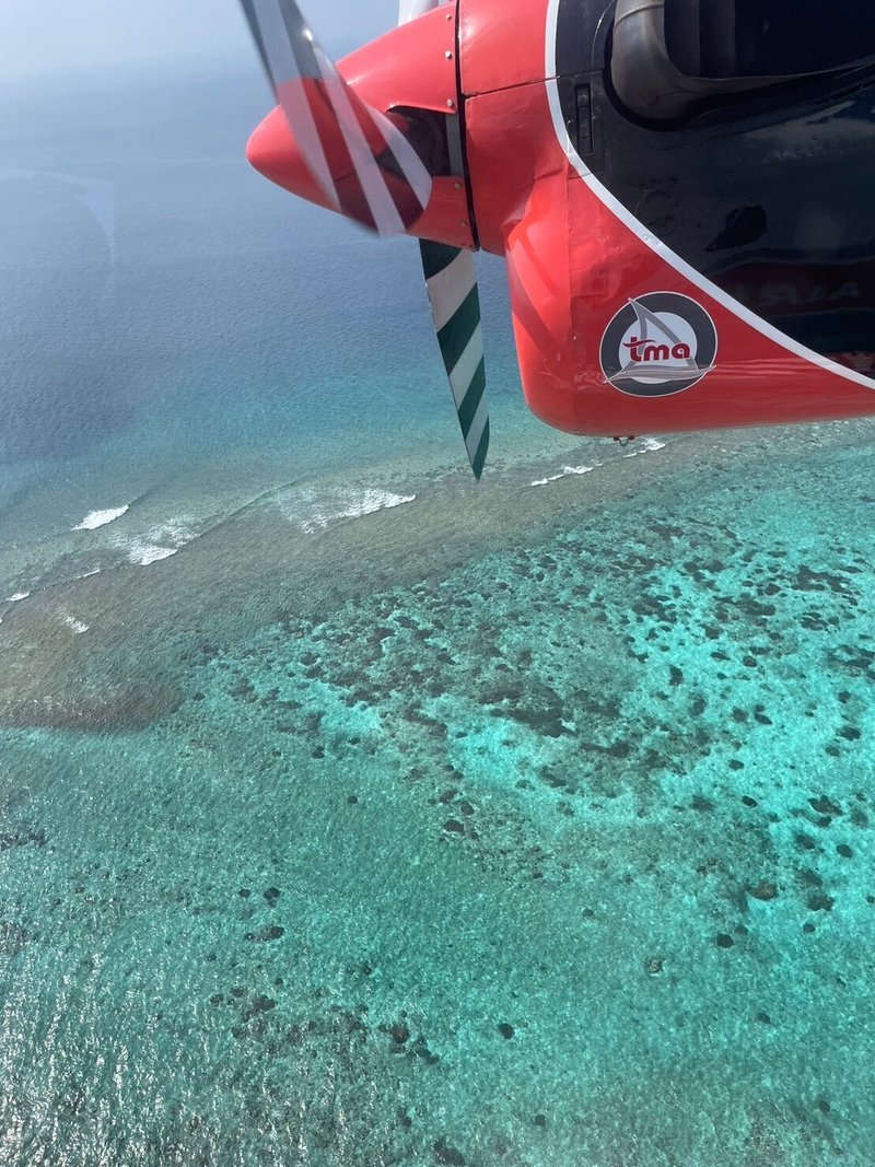 上空から見たモルディブの海