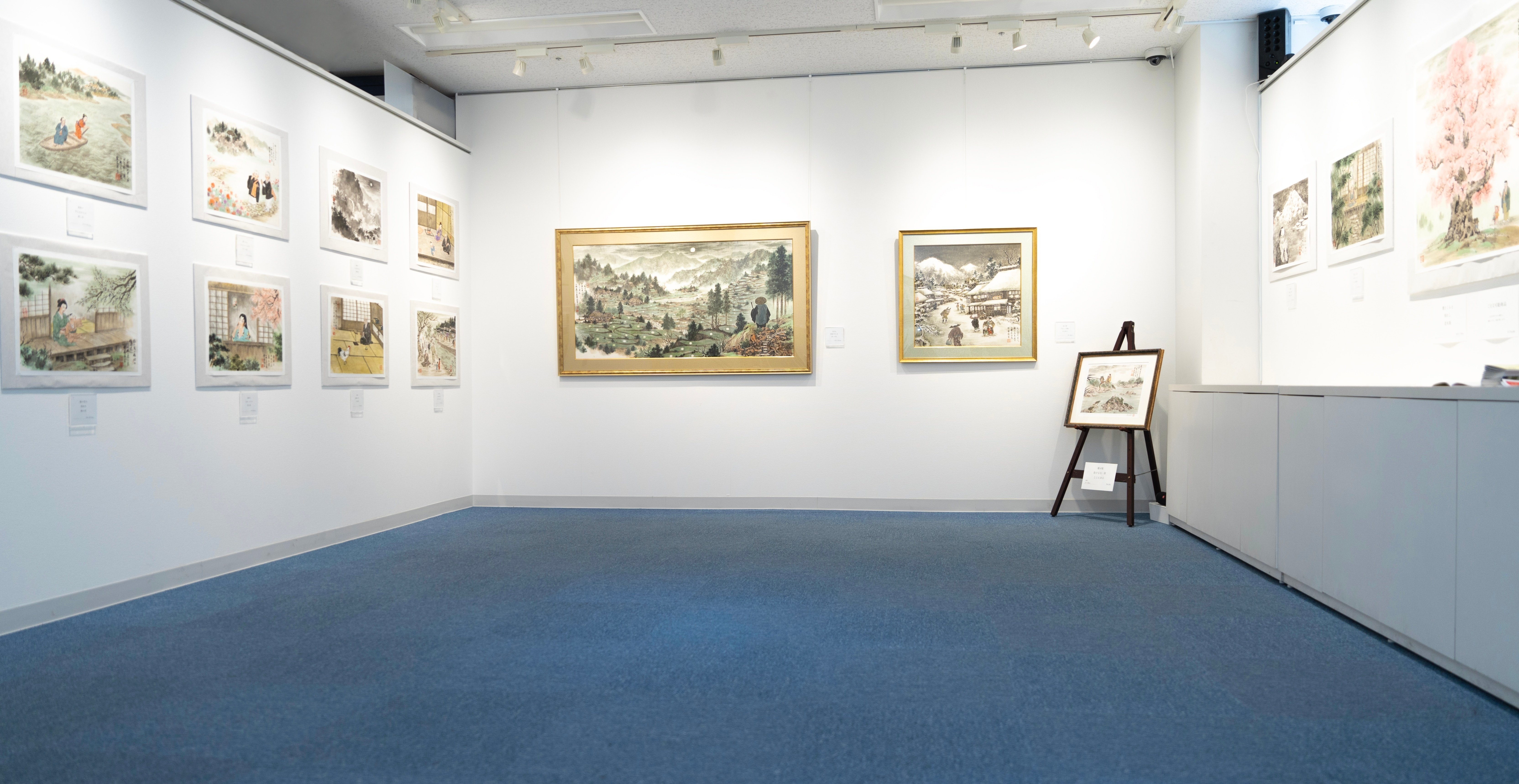 小林一茶　工藝画　名月の句　俳画　扇面　製作時共箱　俳人　書画、骨董品、美術品 冬ギフト セ 工藝画 小林一茶 名月の句 制作時共箱|サムライ 紙