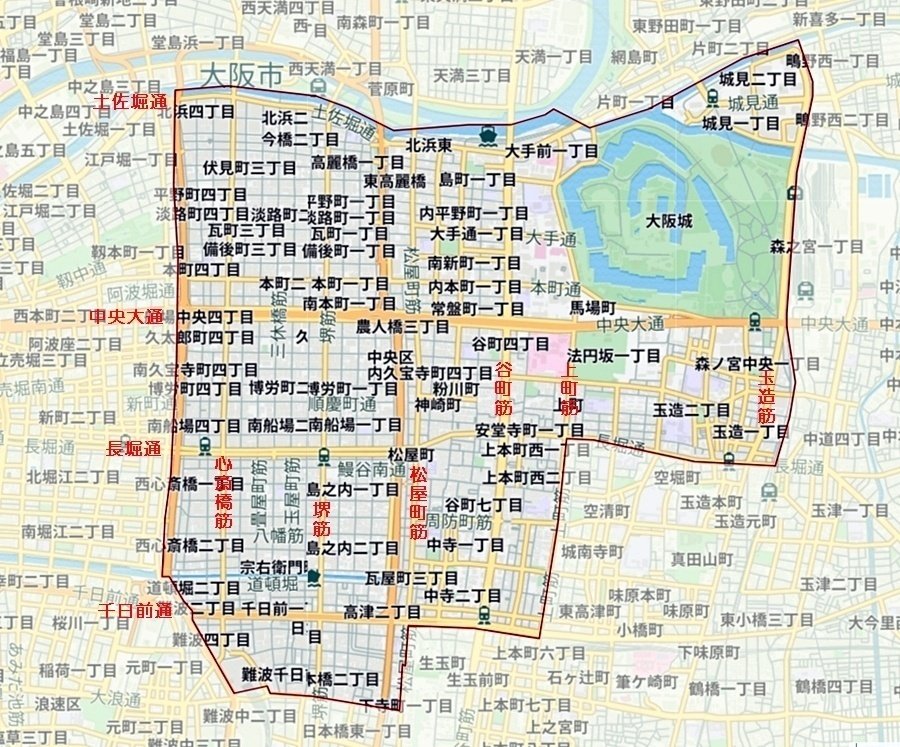大阪市地図 大阪市の神社と狛犬 ⑪中央区 ⑩大阪城公園～天津市政府から略奪された