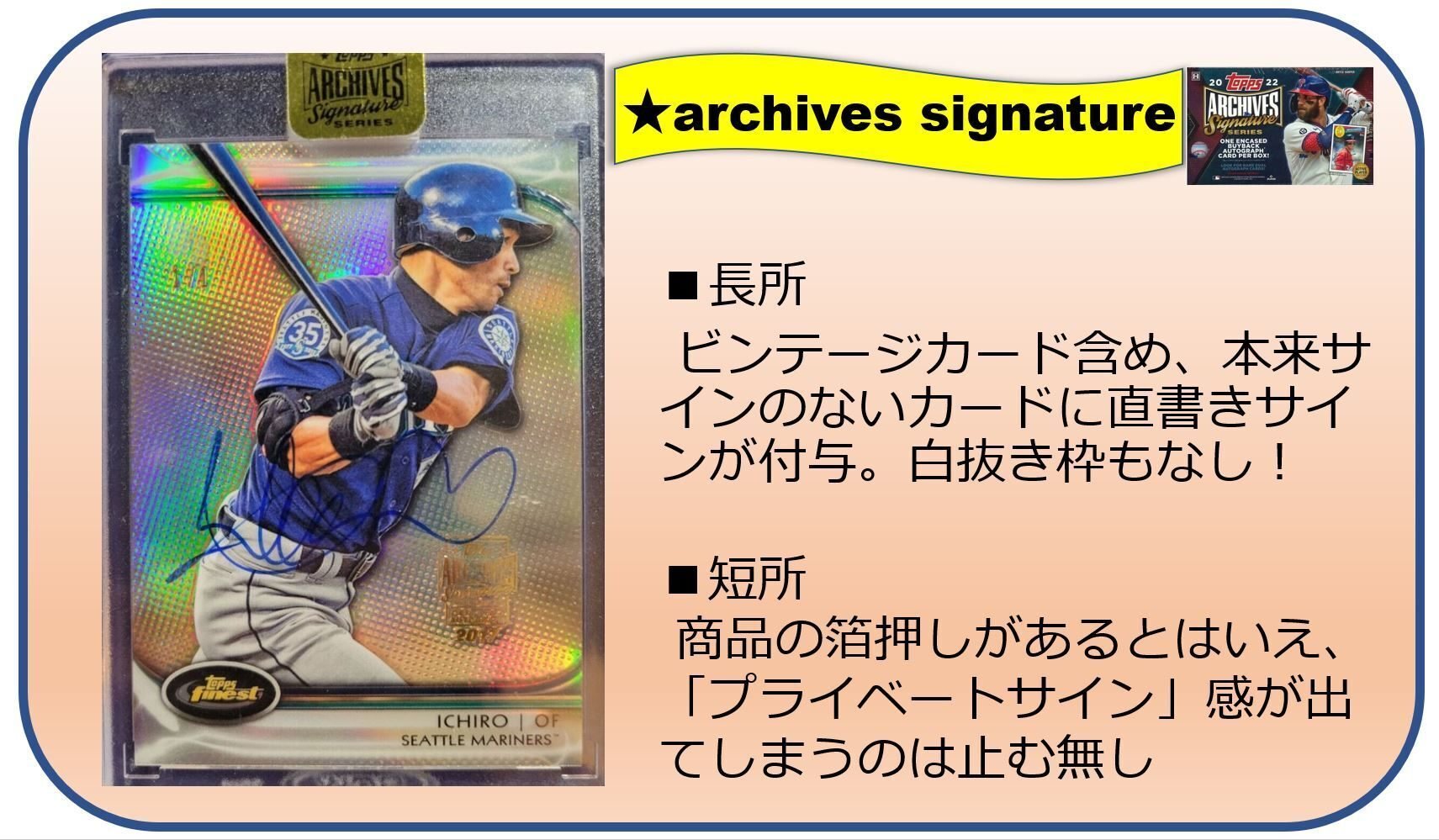 MLBトレカ発売前商品プレビュー・ Topps Archives Signature